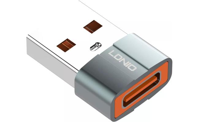 LDNIO LC150 USB-C Female to USB Male Adapter, Mini Size, Suitable for Multiple Device, Aluminum Material - Gray